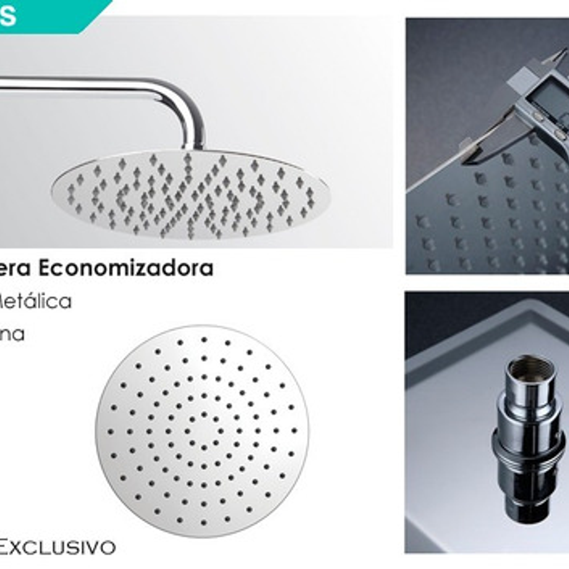 Regadera Para Ducha Metálica 20 X 20 Redonda Incluye Tubo 7