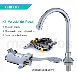 Kit Válvula Pedal Llave Pedal Metálica Cuello, Acoples Metal