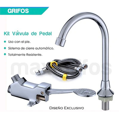 Kit Válvula Pedal Llave Pedal Metálica Cuello, Acoples Metal