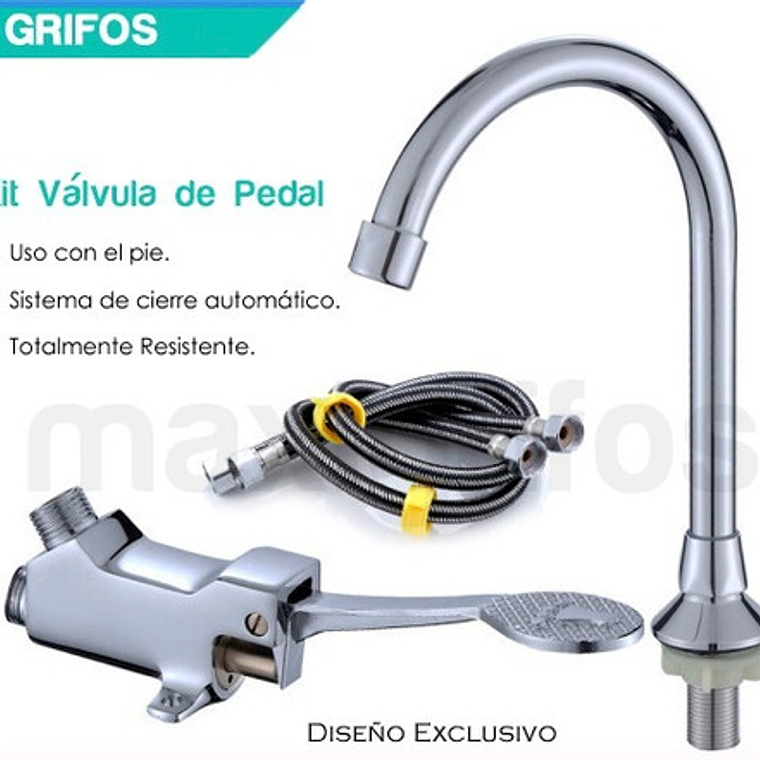 Kit Válvula Pedal Llave Pedal Metálica Cuello, Acoples Metal 1