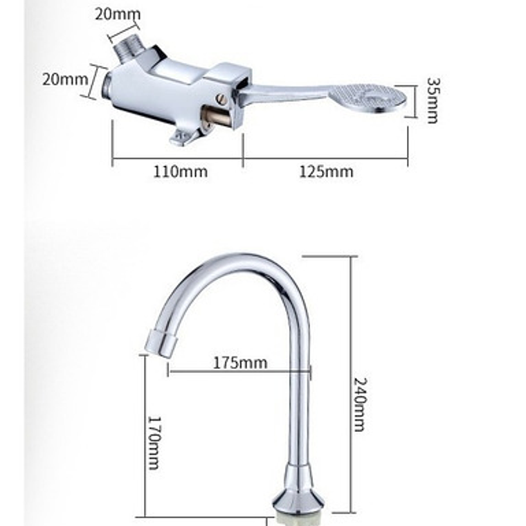 Kit Válvula Pedal Llave Pedal Metálica Cuello, Acoples Metal 7