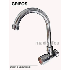 Griferia Lavaplatos Agua Fría Cuello Alto Redondo De Pared
