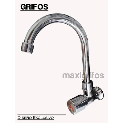 Griferia Lavaplatos Agua Fría Cuello Alto Redondo De Pared