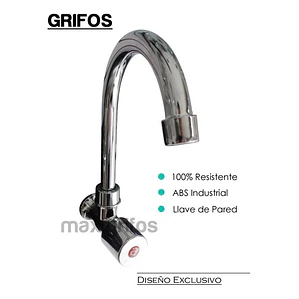 Griferia Lavaplatos Agua Fría Cuello Alto Redondo De Pared