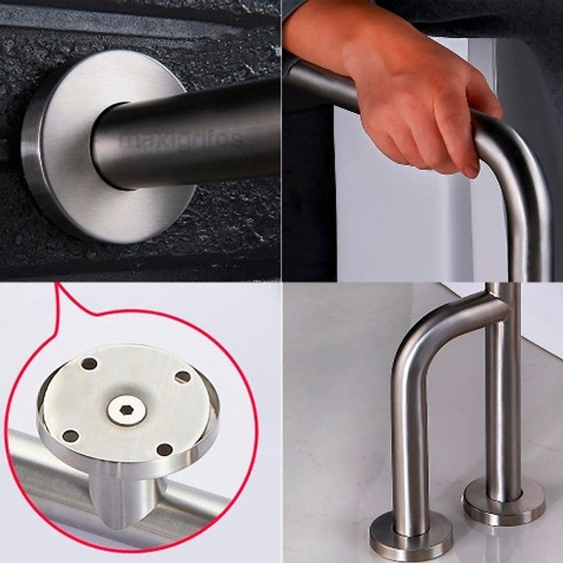 Barra Seguridad Piso Pared Acero Inoxidable 5