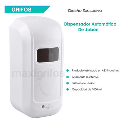 Dispensador Jabón Automático Con Sensor De 1000 Ml.