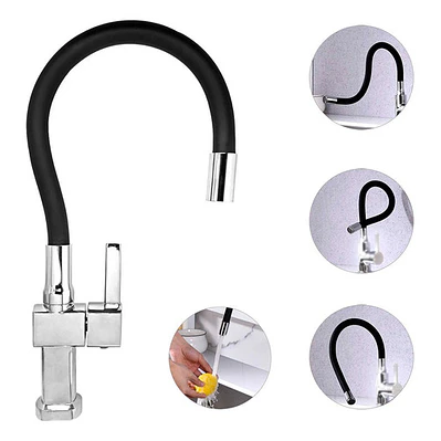 Griferia Lavaplatos Agua Fría Cuello Flexible Metálica
