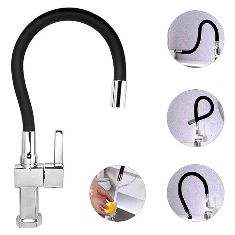 Griferia Lavaplatos Agua Fría Cuello Flexible Metálica 1