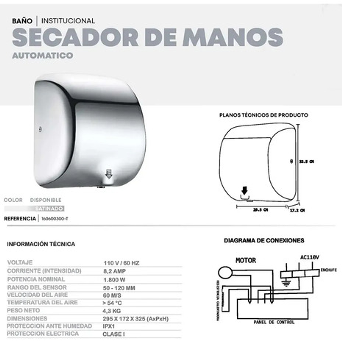 Secador De Manos Automático 110v Acero Inoxidable   3