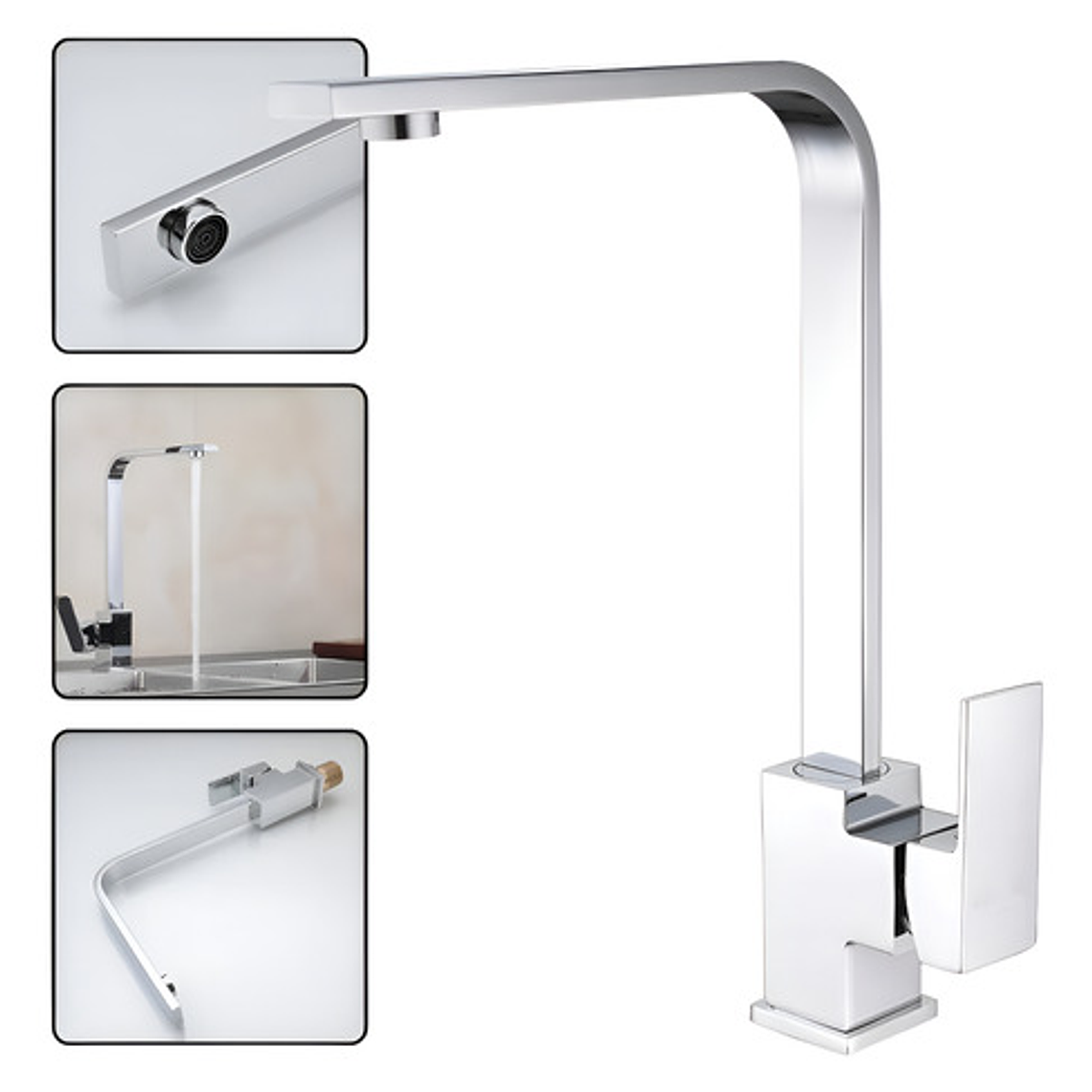 Griferia Para Lavaplatos Monocontrol Cuello Alto Recto 1