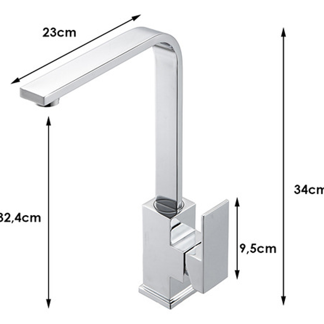 Griferia Para Lavaplatos Monocontrol Cuello Alto Recto 4