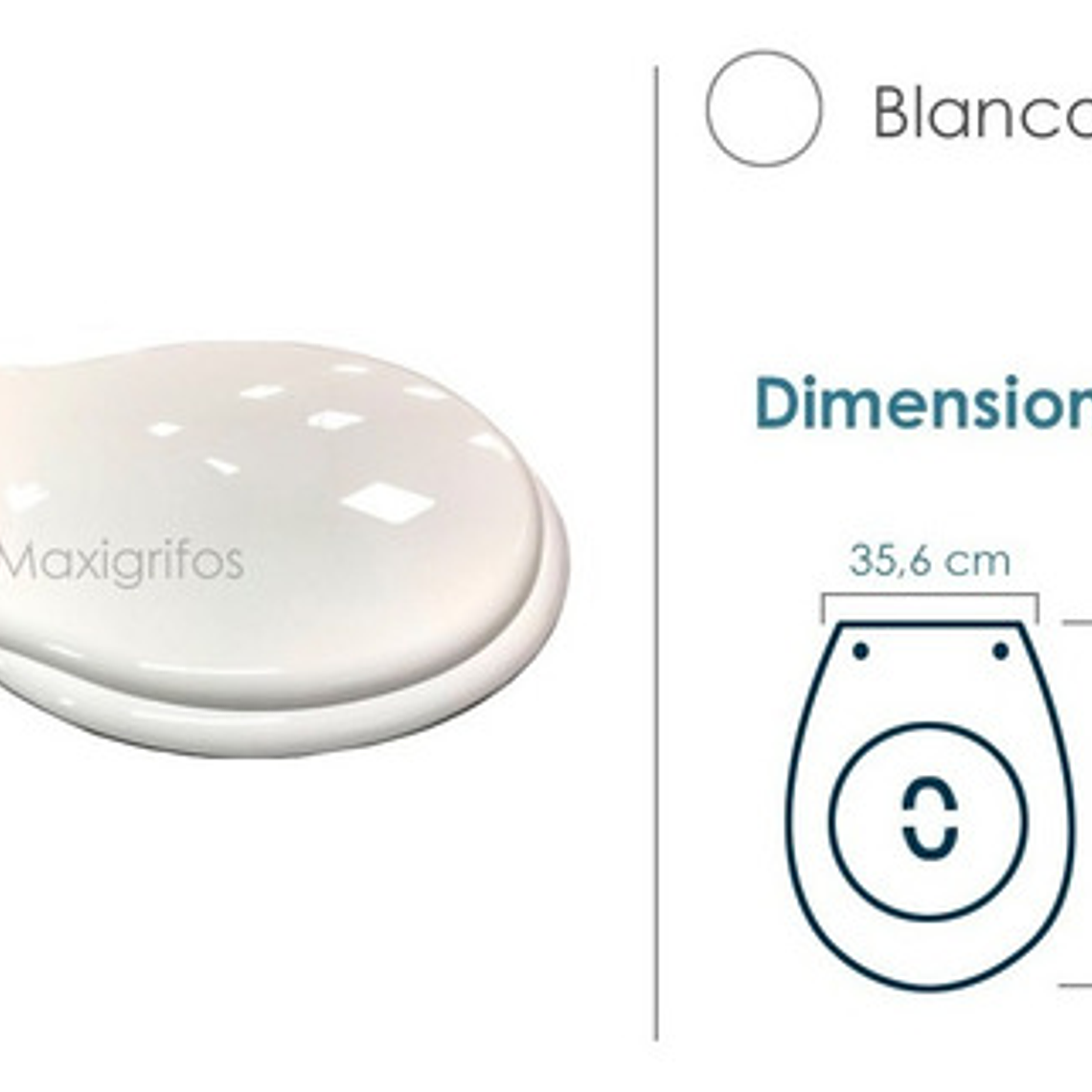 Asiento Sanitario Redondo Aquablue Blanco Liso Propileno 40.6x35.6 Cm 2