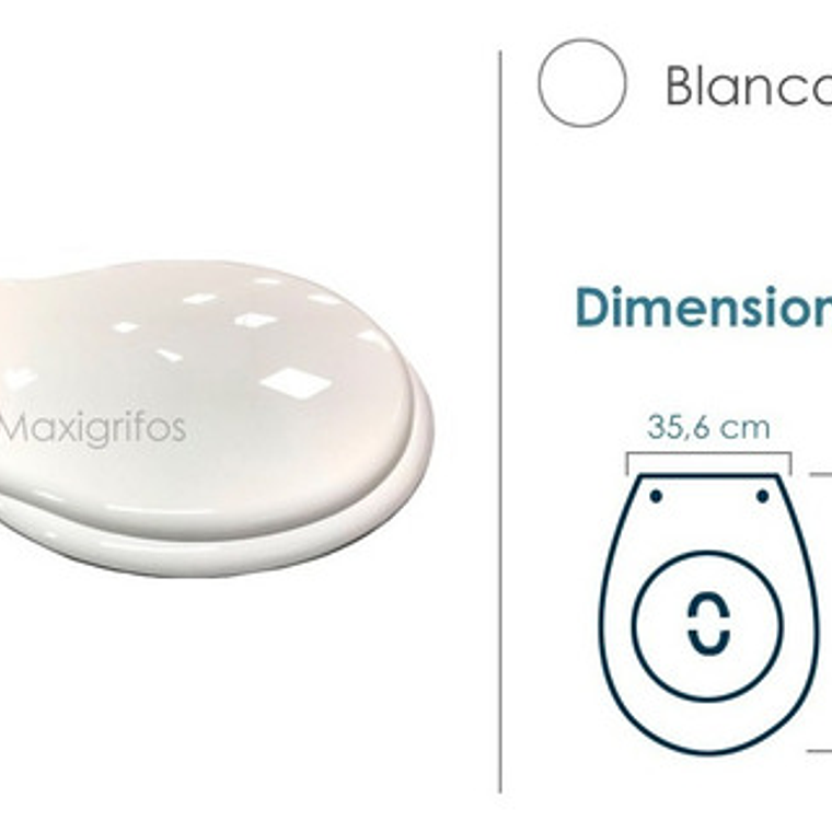 Asiento Sanitario Redondo Aquablue Blanco Liso Propileno 40.6x35.6 Cm 2