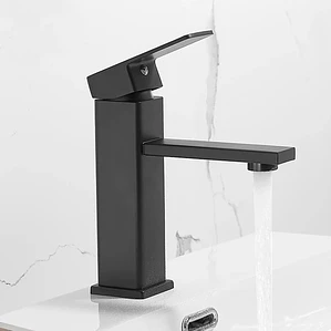 Grifería Baño Lavamanos Hicasa Acero Inoxidable Negro Mate Monocomando