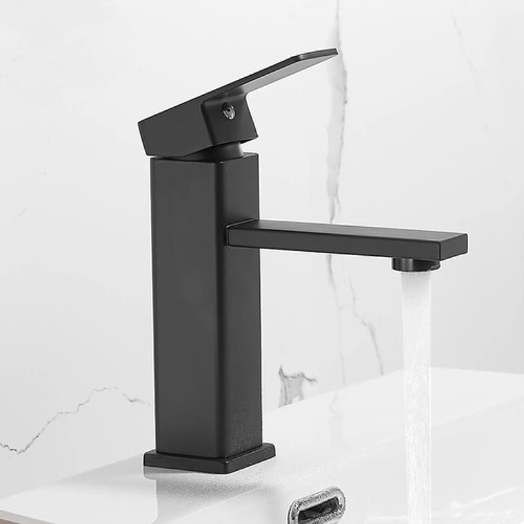 Grifería Baño Lavamanos Hicasa Acero Inoxidable Negro Mate Monocomando 2