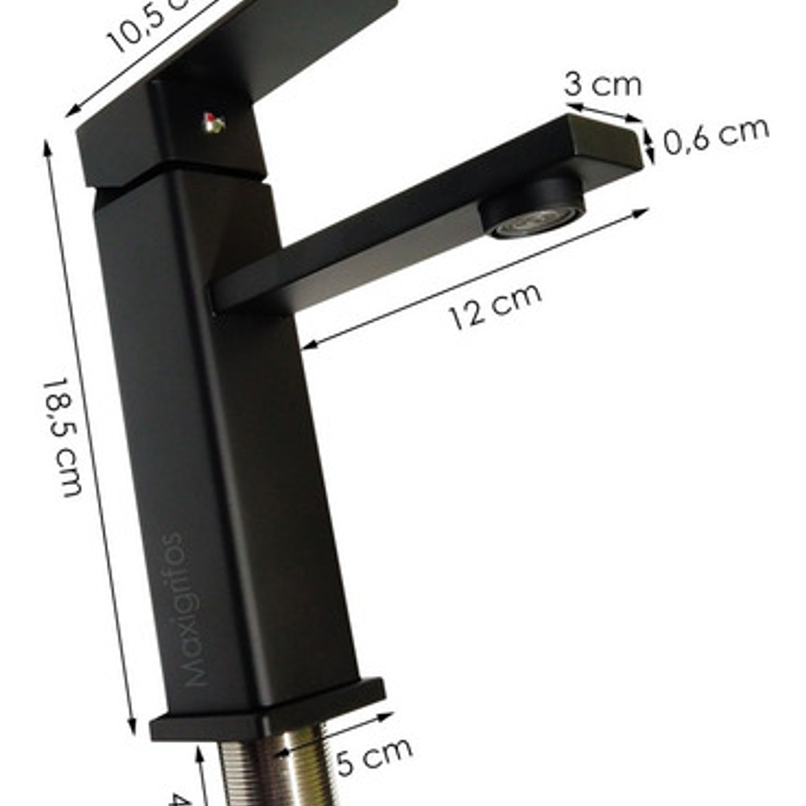 Grifería Baño Lavamanos Hicasa Acero Inoxidable Negro Mate Monocomando 4