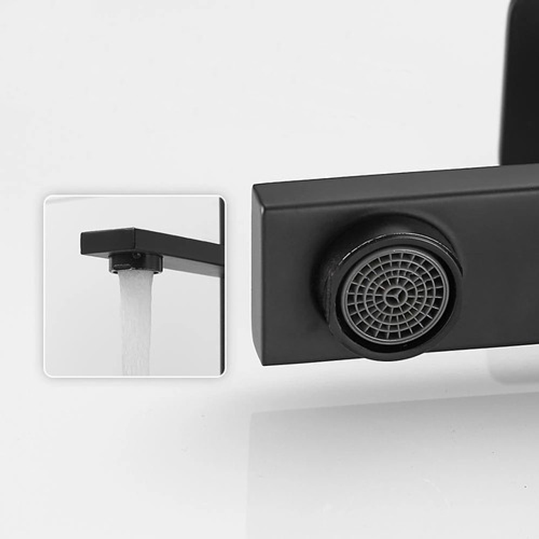 Grifería Baño Lavamanos Hicasa Acero Inoxidable Negro Mate Monocomando 5