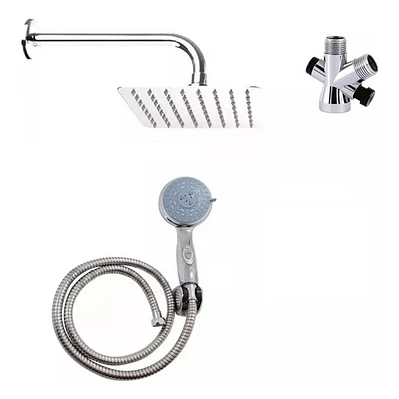 Combo X 3 Regadera Metálica 30x30, Ducha Telefono, Desviador