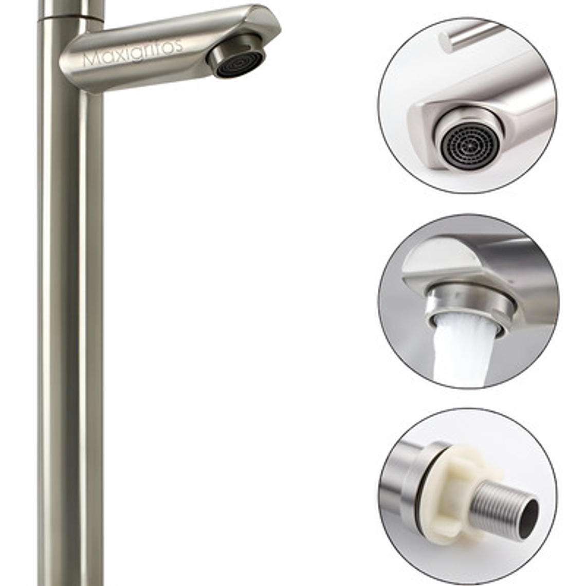 Llave Grifo Lavamanos Satinada Alta En Acero Inoxidable 1