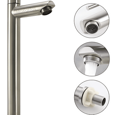 Llave Grifo Lavamanos Satinada Alta En Acero Inoxidable