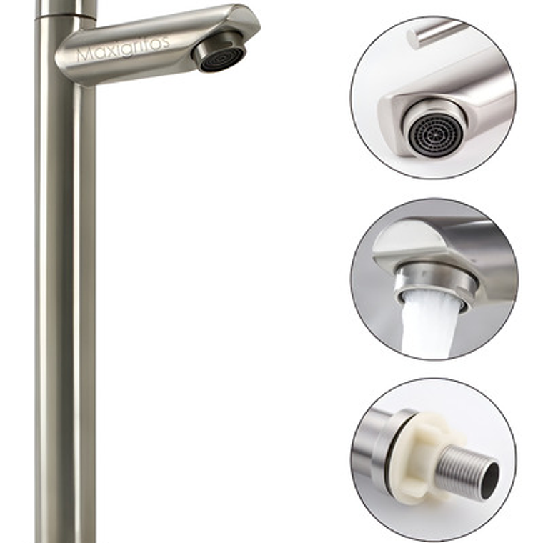 Llave Grifo Lavamanos Satinada Alta En Acero Inoxidable 1