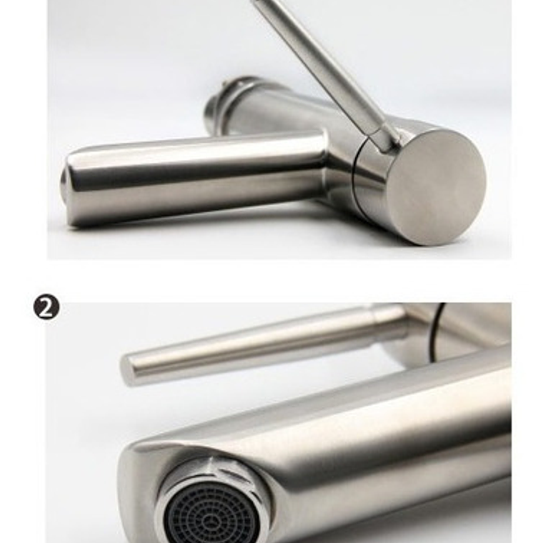 Llave Grifo Lavamanos Satinada Alta En Acero Inoxidable 5