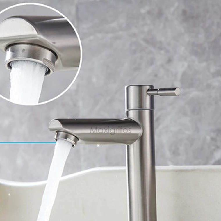 Llave Grifo Lavamanos Satinada Alta En Acero Inoxidable 6