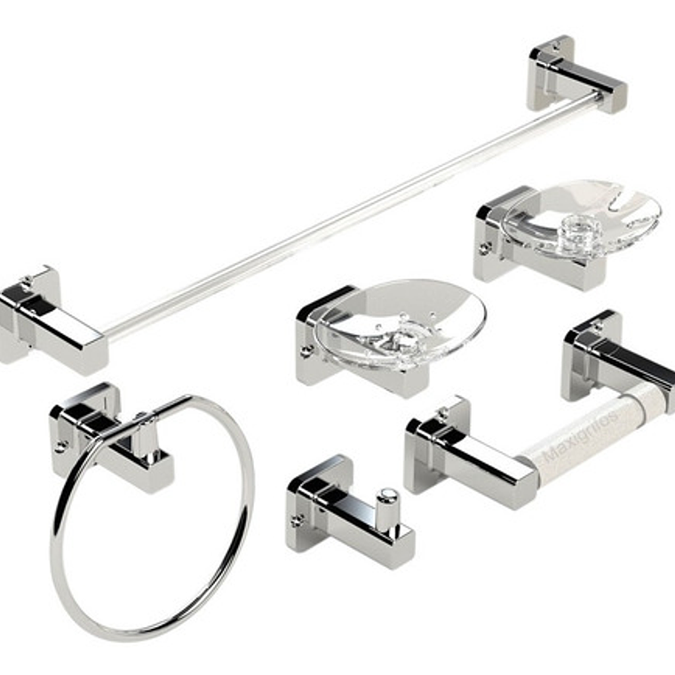 Juego De Accesorios Cuadrados Baño Abs Moderno  1