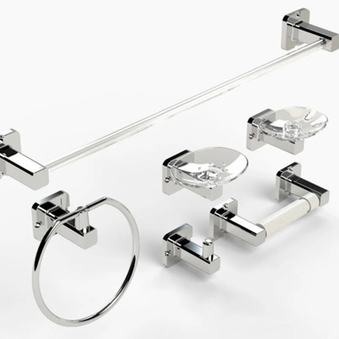 Juego De Accesorios Cuadrados Baño Abs Moderno  2