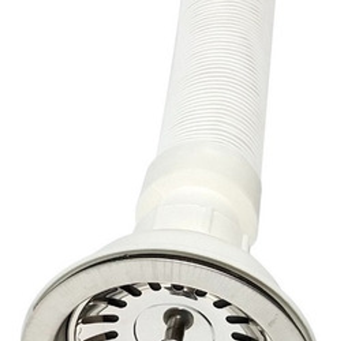 Sifón Flexible Lavaplatos Blanco Con Canastilla En Acero 3