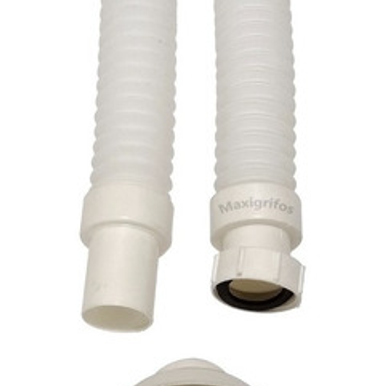 Sifón Flexible Lavaplatos Blanco Con Canastilla En Acero 4