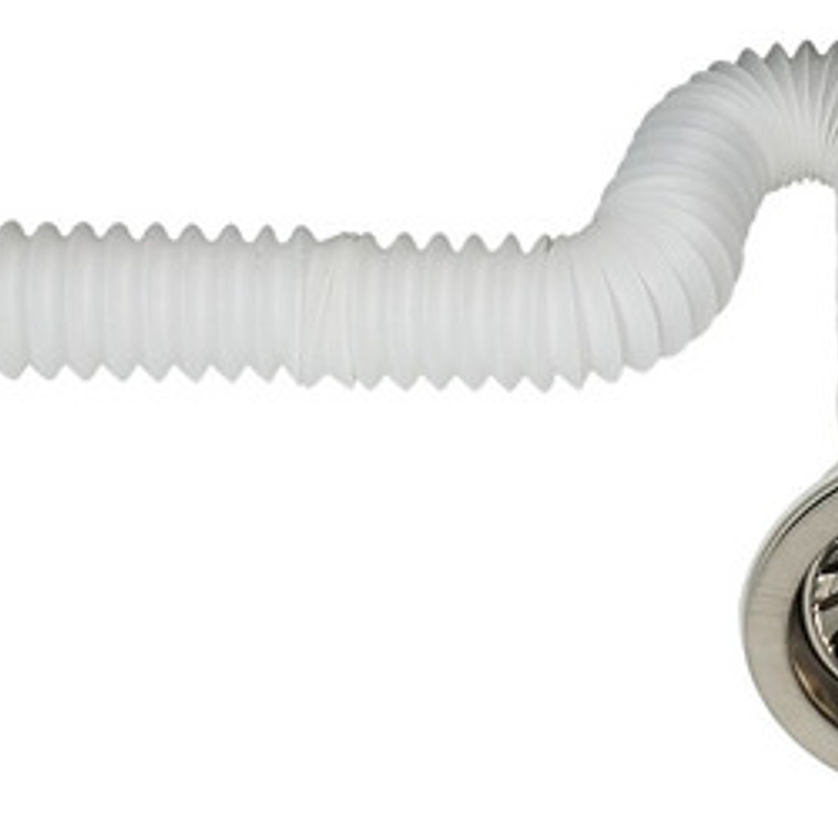 Sifón Flexible Lavaplatos Blanco Con Canastilla En Acero 5