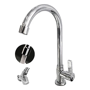 Griferia Lavaplatos Agua Fría Cuello Alto Redonda Metálica