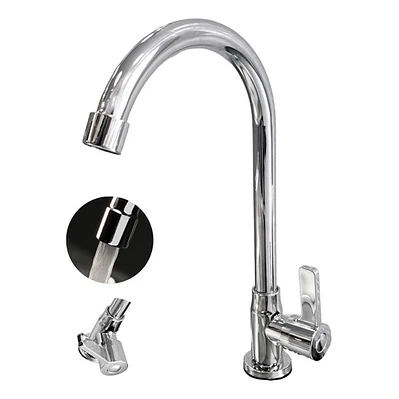 Griferia Lavaplatos Agua Fría Cuello Alto Redonda Metálica
