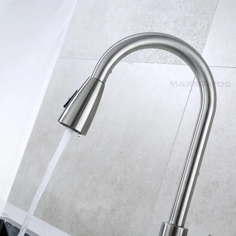 Mezclador Para Lavaplatos Extraíble En Acero Inoxidable Acabado Cepillado Color Gris 3