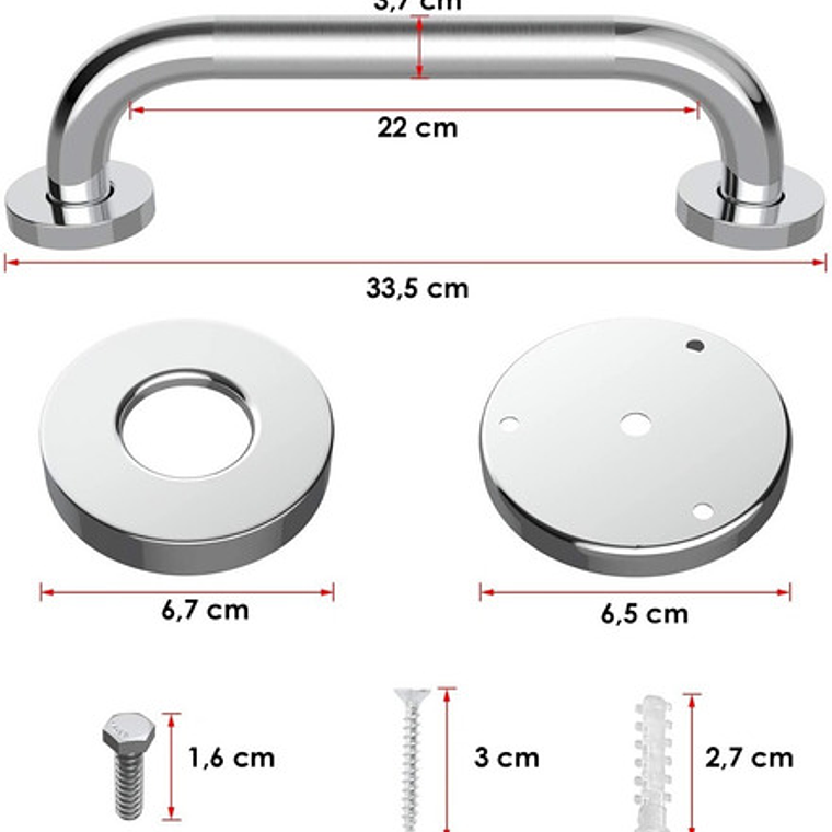Barra De Seguridad Para Baño De 30 Cm Acero Inoxidable 3