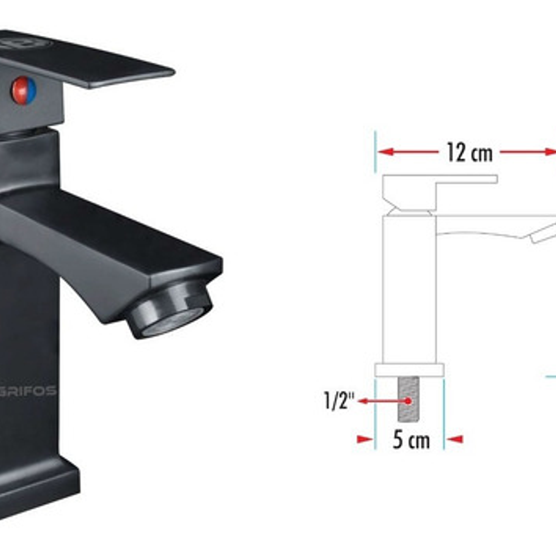 Llave Para Lavamanos Baja Negro Mate Boccherini Yw351-07 2