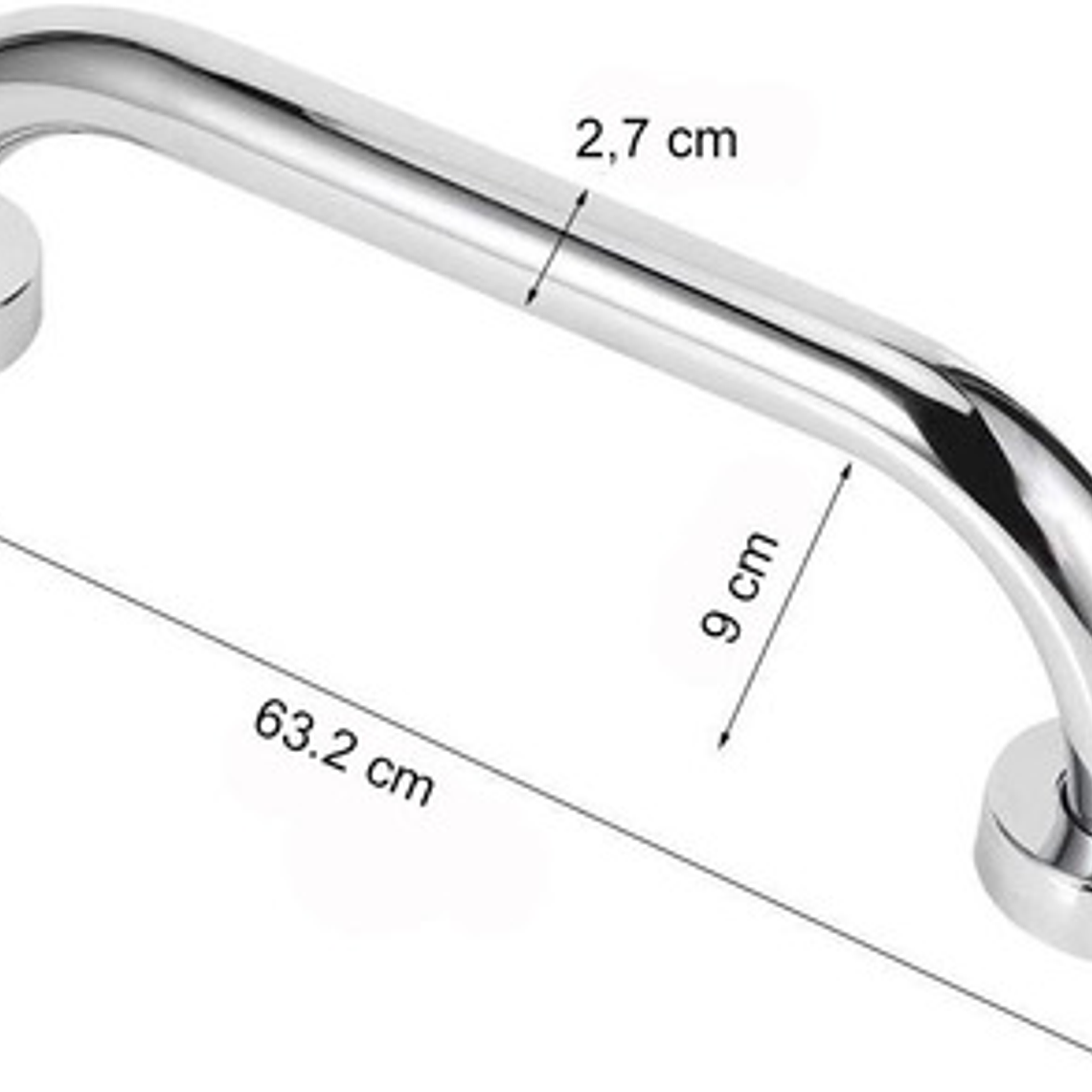 Barra De Seguridad Para Baño De 60 Cm  Acero Inoxidable 6
