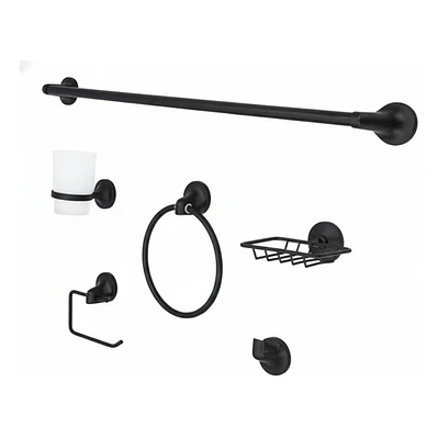 Set Accesorios Para Baño Negro Mate 6 Piezas