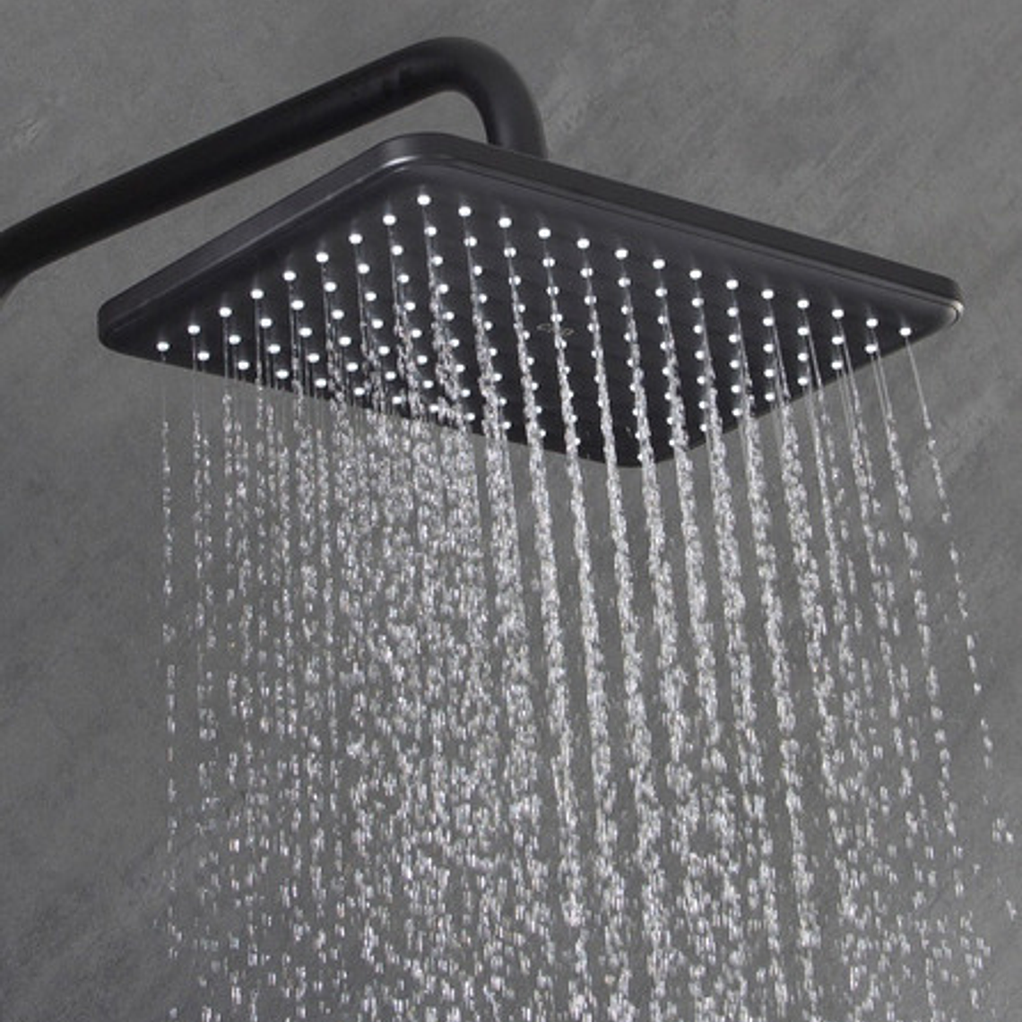 Regadera Ducha Para Baño Rectangular Negro Mate 3