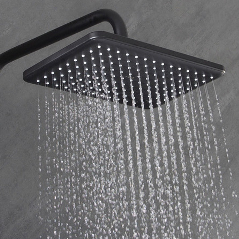 Regadera Ducha Para Baño Rectangular Negro Mate 3