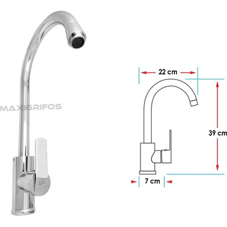 Griferia Para Lavaplatos Monocontrol Cuello Alto 3