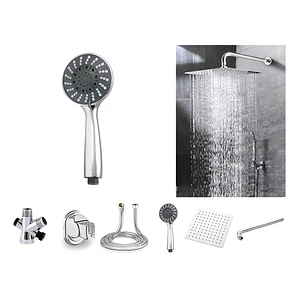 Combo X 3 Regadera Metálica 15x15, Ducha Telefono, Desviador