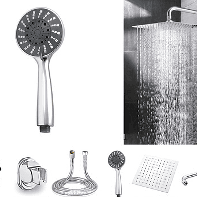 Combo X 3 Regadera Metálica 15x15, Ducha Telefono, Desviador