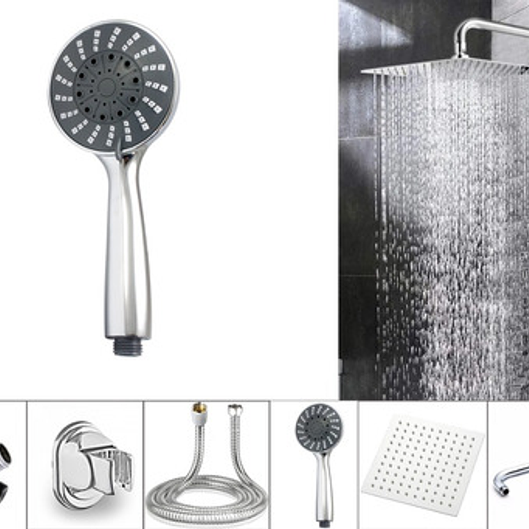 Combo X 3 Regadera Metálica 15x15, Ducha Telefono, Desviador 6
