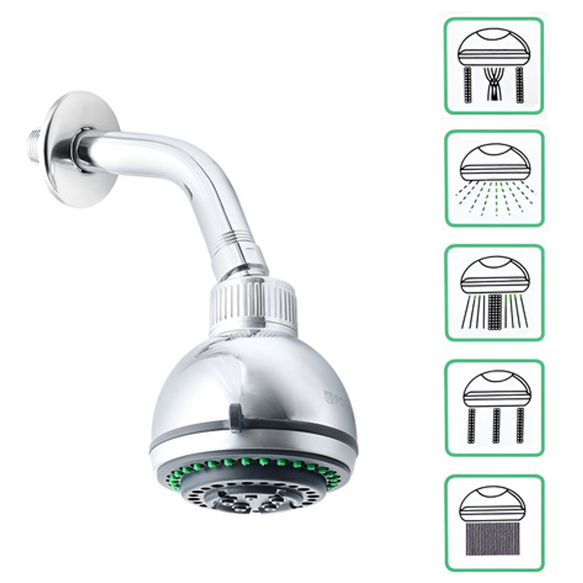 Regadera Ducha Cromada 5 Funciones Con Tubo  1