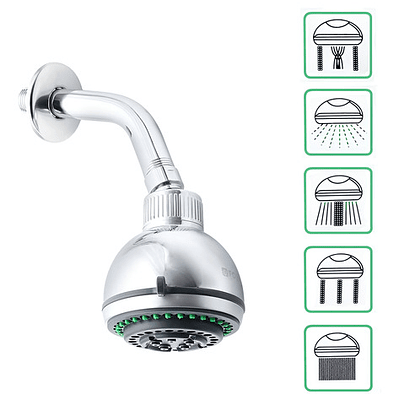 Regadera Ducha Cromada 5 Funciones Con Tubo 