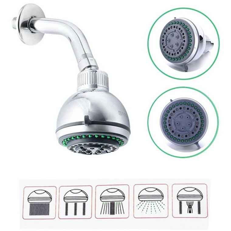 Regadera Ducha Cromada 5 Funciones Con Tubo  2