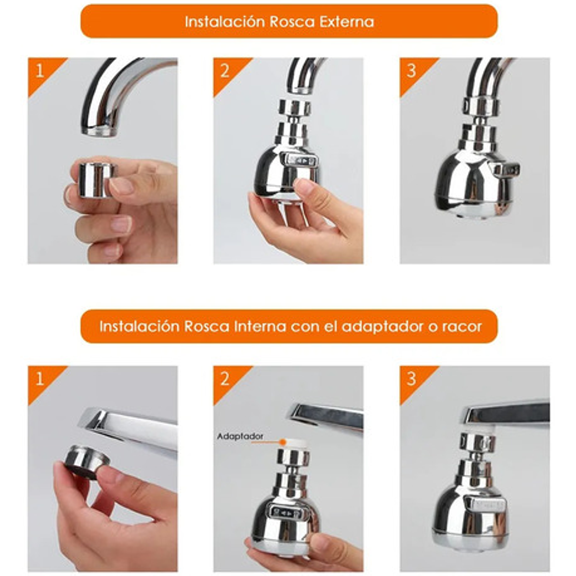 Ahorrador Aspersor Para Griferia De Lavaplatos Cromado 4