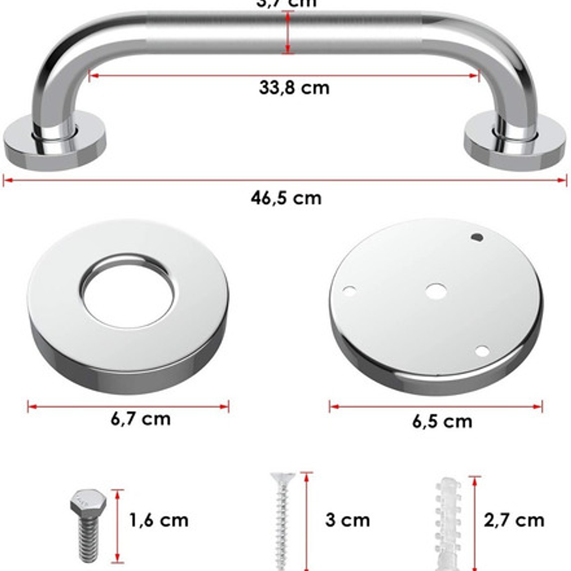 Barra De Seguridad Para Baño De 40 Cm1 1/4 Acero Inoxidable 5